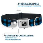 Dog Bone Seatbelt Buckle Collar - Buffalo Plaid Black/Turquoise