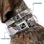 Dog Bone Seatbelt Buckle Collar - BD Plaid White/Gray/Red
