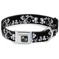 Load image into Gallery viewer, Dog Bone Seatbelt Buckle Collar - Butterfly Garden2 Black/White