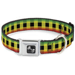 Dog Bone Seatbelt Buckle Collar - Buffalo Plaid Rasta