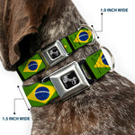 Dog Bone Seatbelt Buckle Collar - Brazil Flags