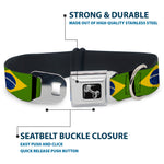 Dog Bone Seatbelt Buckle Collar - Brazil Flags