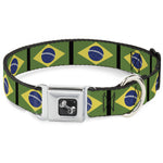 Dog Bone Seatbelt Buckle Collar - Brazil Flags