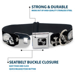 Dog Bone Seatbelt Buckle Collar - BD Skulls w/Wings Black/White