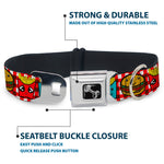 Dog Bone Seatbelt Buckle Collar - Burger & Fries Cartoon