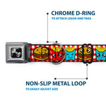 Dog Bone Seatbelt Buckle Collar - Burger & Fries Cartoon