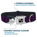 Dog Bone Seatbelt Buckle Collar - Buffalo Plaid Abstract White/Black/Turquoise