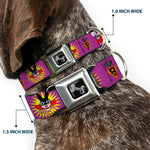 Dog Bone Seatbelt Buckle Collar - Bunny Superhero Purple