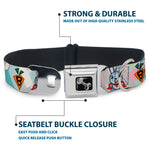 Dog Bone Seatbelt Buckle Collar - Bunny Superhero Multi Pastel
