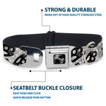 Buckle-Down Seatbelt Buckle Dog Collar - Brass Knuckles White/Gray/Black