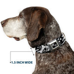 Buckle-Down Seatbelt Buckle Dog Collar - Brass Knuckles White/Gray/Black