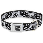 Buckle-Down Seatbelt Buckle Dog Collar - Brass Knuckles White/Gray/Black