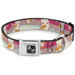Dog Bone Seatbelt Buckle Collar - Block Penguins Mauve