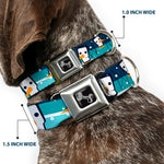 Dog Bone Seatbelt Buckle Collar - Block Penguins Navy