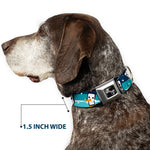 Dog Bone Seatbelt Buckle Collar - Block Penguins Navy
