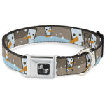 Dog Bone Seatbelt Buckle Collar - Block Penguins Tan