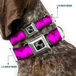 Dog Bone Seatbelt Buckle Collar - Boudoir Wallpaper Fuchsia/Black
