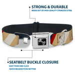 Dog Bone Seatbelt Buckle Collar - Ball/Stripes Tan/Blue/Burgundy