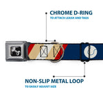 Dog Bone Seatbelt Buckle Collar - Ball/Stripes Tan/Blue/Burgundy