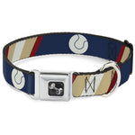 Dog Bone Seatbelt Buckle Collar - Ball/Stripes Tan/Blue/Burgundy