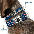 Load image into Gallery viewer, Dog Bone Seatbelt Buckle Collar - Bones Blue/Tan/Red