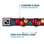 Dog Bone Seatbelt Buckle Collar - Big Dots Purple/Multi Pastel