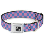 Dog Bone Seatbelt Buckle Collar - Checker Baby Pink/Baby Blue