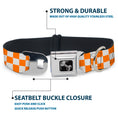 Load image into Gallery viewer, Dog Bone Seatbelt Buckle Collar - Checker White/TN Orange