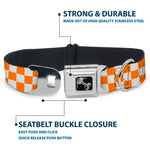 Dog Bone Seatbelt Buckle Collar - Checker White/TN Orange