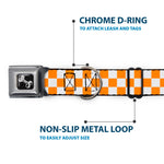 Dog Bone Seatbelt Buckle Collar - Checker White/TN Orange