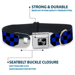 Dog Bone Seatbelt Buckle Collar - Checker Black/Neon Blue