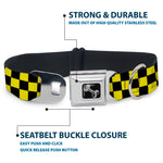 Dog Bone Seatbelt Buckle Collar - Checker Black/Neon Yellow