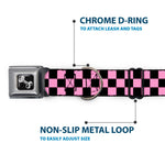Dog Bone Seatbelt Buckle Collar - Checker Black/Baby Pink
