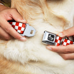 Dog Bone Seatbelt Buckle Collar - Checker Red/White