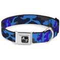 Load image into Gallery viewer, Dog Bone Seatbelt Buckle Collar - Camo Blue