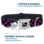 Dog Bone Seatbelt Buckle Collar - Checker Black/Purple