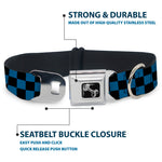 Dog Bone Seatbelt Buckle Collar - Checker Black/Turquoise