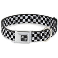 Load image into Gallery viewer, Dog Bone Seatbelt Buckle Collar - Checker Weathered Black/White