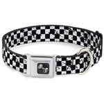 Dog Bone Seatbelt Buckle Collar - Checker Weathered Black/White