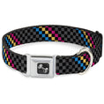 Load image into Gallery viewer, Dog Bone Seatbelt Buckle Collar - Checker Stripe Black/Gray/Blue/Gold/Pink
