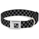 Dog Bone Seatbelt Buckle Collar - Checker Black/Gray
