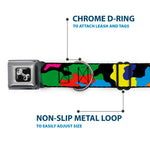 Dog Bone Seatbelt Buckle Collar - Camo Multi Neon