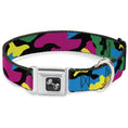 Load image into Gallery viewer, Dog Bone Seatbelt Buckle Collar - Camo Multi Neon