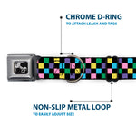 Dog Bone Seatbelt Buckle Collar - Checker Black/Multi Pastel