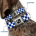 Dog Bone Seatbelt Buckle Collar - Checker BlueKU/White
