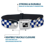 Dog Bone Seatbelt Buckle Collar - Checker BlueKU/White