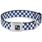 Dog Bone Seatbelt Buckle Collar - Checker BlueKU/White