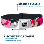 Dog Bone Seatbelt Buckle Collar - Camo Pink