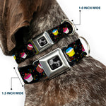 Dog Bone Seatbelt Buckle Collar - Cupcake Sprinkles Black/Multi Color