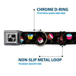 Dog Bone Seatbelt Buckle Collar - Cupcake Sprinkles Black/Multi Color